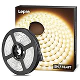 Lepro LED Strip Warmweiss, 5M LED Streifen 12V Selbstklebend, Band mit 300 Stück 2835 LEDs 2300...