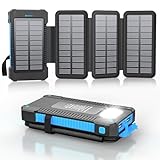 Solar Powerbank 26800 mAh mit 4 Solarpanel, Powerbank USB-C 18W Schnellladung für iPhone Samsung...