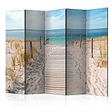 murando Raumteiler Foto Paravent Strand am Meer 225x172 cm beidseitig auf Vlies-Leinwand Bedruckt...