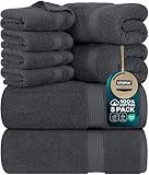 Utopia Towels - 8 teilig Handtücher Set aus Baumwolle mit Aufhänger - 2 Badetuch, 2 Handtücher...