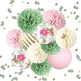 NICROLANDEE Schmetterling-Garten-Baby-Party-Dekorationen – 12 Stück grün-rosa...
