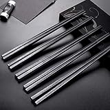 Annvchi EssStäbchen 10 Paar - Japanische Chopsticks Schwarz Stäbchen für Asiatisches Geschirr...