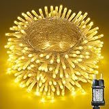 Moxled Lichterkette Außen 10m 100LED, Warmweiß Lichterkette Außen Strom mit Timer...