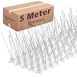 Taubenabwehr Vogelabwehr 5 Meter 5 - reihig Edelstahl A2 Taubenspikes UV-Beständig & rostfrei für...