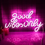 Good Vibe Only Leuchtreklame Good Vibes LED Neonlicht Pink Letter Neon Wandleuchte für Schlafzimmer...