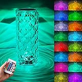 LED Tischlampe aus Kristall, 16 Farben & 4 Modi Nachttischlampe Mit Fernbedienung Moderne...