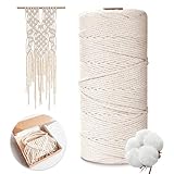 AiQInu Makramee Garn 2mm x 200m, 100% Natürliche Baumwollgarn für Basteln, Wandbehang, Stricken,...