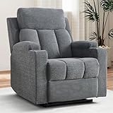 Simore Manueller Relaxsessel mit Liegefunktion und Getränkehalter, Fernsehsessel mit Fußstütze...