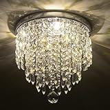 Depuley Kristall Kronleuchter Modern für Wohnzimmer: Lampe Deckenleuchte Kristalle mit Elegantem...