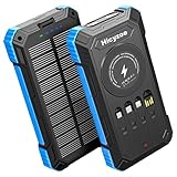 Solar Powerbank, 26800 mAh tragbares Ladegerät mit 4 integrierten Kabeln, Solar-Akkuladegerät mit...