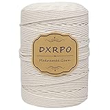 DXRPO Makramee Garn 3 mm x 300 m, Natürliches Makramee, Baumwollgarn Macrame Cord, Baumwollkordel...