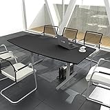 Weber Büro Easy Konferenztisch Bootsform 180x100 cm Anthrazit Besprechungstisch Tisch,...