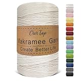 OurTop Premium Makramee Garn Natur, 2mm x 500m Macrame Cord Makramee Schnur Makramee Kordel, Garn...