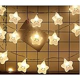 Linghuang Sterne Lichterketten, 20 LEDs Warm Weiß String Lights Wasserdicht für Innen, Außen,...