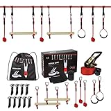 ALPIDEX Ninja Line Slackline Set 15 m für Jugendliche und Erwachsene mit Ringen...