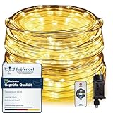 HAUSPROFI 20M 400LED Lichterschlauch Außen, Lichterkette Strombetrieben Warmweiß, IP44 Wasserdicht...