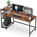 HOMIDEC Schreibtisch, Computertisch mit Bücherregal, Studiencomputer-Laptoptisch mit 4 Tier DIY...