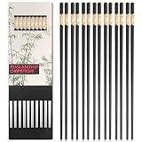 10 Paar Schwarze Essstäbchen, Legierung Spülmaschinenfest, Wiederverwendbar, Chinesisch-Japanisch...