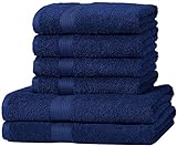 Amazon Basics Handtuch-Set, ausbleichsicher, 2 Badetücher und 4 Handtücher, Königsblau, 100%...