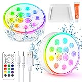 Czemo Unterwasser Licht Wiederaufladbar LED Poolbeleuchtung mit Magnet Poollicht mit Fernbedienung...