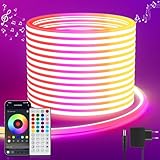 Neon Led Strip 5M RGB, LED Streifen mit APP Steuerung Fernbedienung, IP65 Outdoor Wasserdichte...