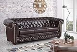 Edles Chesterfield Sofa 3 Sitzer in Kunstleder Vintage braun Couch Polstersofa