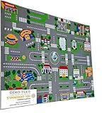 Entrando Spielteppich Straße 100x150 cm - Auto Teppich für Kinderzimmer mit...