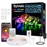 sylvwin LED Streifen 10m, LED Strip RGB 5050 mit Musikalische Funktion, Bluetooth-App und...