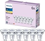 Philips LED Classic GU10 Lampen 6-er Pack (50 W), Reflektor LED Spots mit warmweißem Licht,...