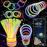 Vicloon Knicklichter Party Set,100 Stück Leuchtstäbe mit Verbinder,Neon Knicklichter Ketten...