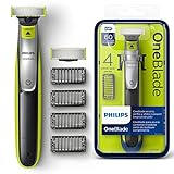 Philips OneBlade Face QP2530/30, mit 2 Klingen, 4 Trimmaufsätze; Farbe Schwarz / Silber / Grün