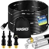MASKO® Premium Rohrreinigungsschlauch Set Abflussreiniger 30m, 200 bar inkl. Tasche 3 Adapter 2...