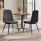 VASAGLE Esszimmerstuhl 2er Set, Küchenstuhl, Polsterstuhl, Stühle, Metallbeine, verstellbare...