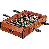 GAMES PLANET Mini-Tisch-Kicker Tischfussball „Dundee“, helles Holzdekor, Maße: 51x31x8 cm,...