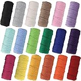 Makramee Garn 2mm x 30M, 18 Stück Baumwollgarn Baumwollkordel Baumwollseil Baumwollschnur Macrame...