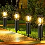 ZWOOS 4er-Pack Solarlampen für Außen Garten, LED Solarleuchten für Garten, Rasen, Wegweiser, IP65...