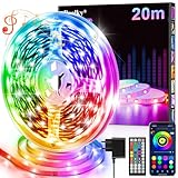 LED Strip Streifen 20m mit Fernbedienung & App & Musik Sync, RGB Lichterkette Dimmbar Farbwechsel,...