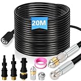 Lospitch Rohrreinigungsschlauch Set 20M, mit Düsen starr + rotierend, 3 Adapter, für...