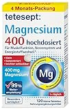 tetesept Magnesium 400 hochdosiert – Nahrungsergänzungsmittel mit Magnesium – leicht...