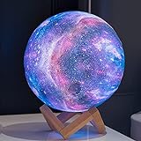 ZEYXINH 15cm Mond Lampe 3D Sternenhimmel Mondlampe, 16 Farben Remote & Touch Control Nachtlicht...