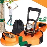 VEVOR Slackline Hindernisse Set 2 x 18,3 m Slacklines 2 x 1,5 m Baumschutz,...