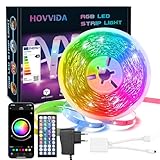 HOVVIDA LED Strip 10M, 1x10M, 24 LEDs/Meter, 24V RGB LED Streifen, 240 LED, APP und Fernbedienung,...