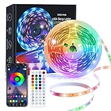 Lxyoug LED Strip 5M, RGB 5050 Bluetooth LED Streifen, Musik Sync, Farbwechsel Lichterkette mit...