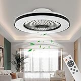 BKZO Modern LED ceiling light with fan, ceiling fan with lamp, 24 ventilation speeds, infinitely...