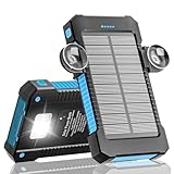 Solar Powerbank 26800 mAh mit Saugnapfhalterung, Powerbank Externe Akkus 3 USB Anschlüsse mit...