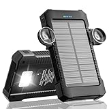 Solar Powerbank 26800 mAh mit Saugnapfhalterung, Solar Powerbank Externe Akkus 3 USB Anschlüsse mit...