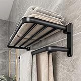 Handtuchhalter,Wandmontage Handtuchhalter ohne Bohren Bad mit 2 Handtuchstangen, Aluminium...