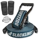 BUZZARD Easyline - Nachhaltiges Slackline-Set 15 m mit Baumschutz 120 cm - Made...