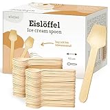 wiseware Eislöffel aus Holz - 100 Stück Einweglöffel 9,5 cm - biologisch abbaubare Dessertlöffel...