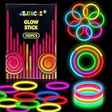 JIJI&CUI Super Bright 100 Leuchtstäbe Knicklichter Set,Neon Leucht-stäbe Par-ty...